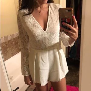 NWT Mink Pink Long Sleeve Lace Romper